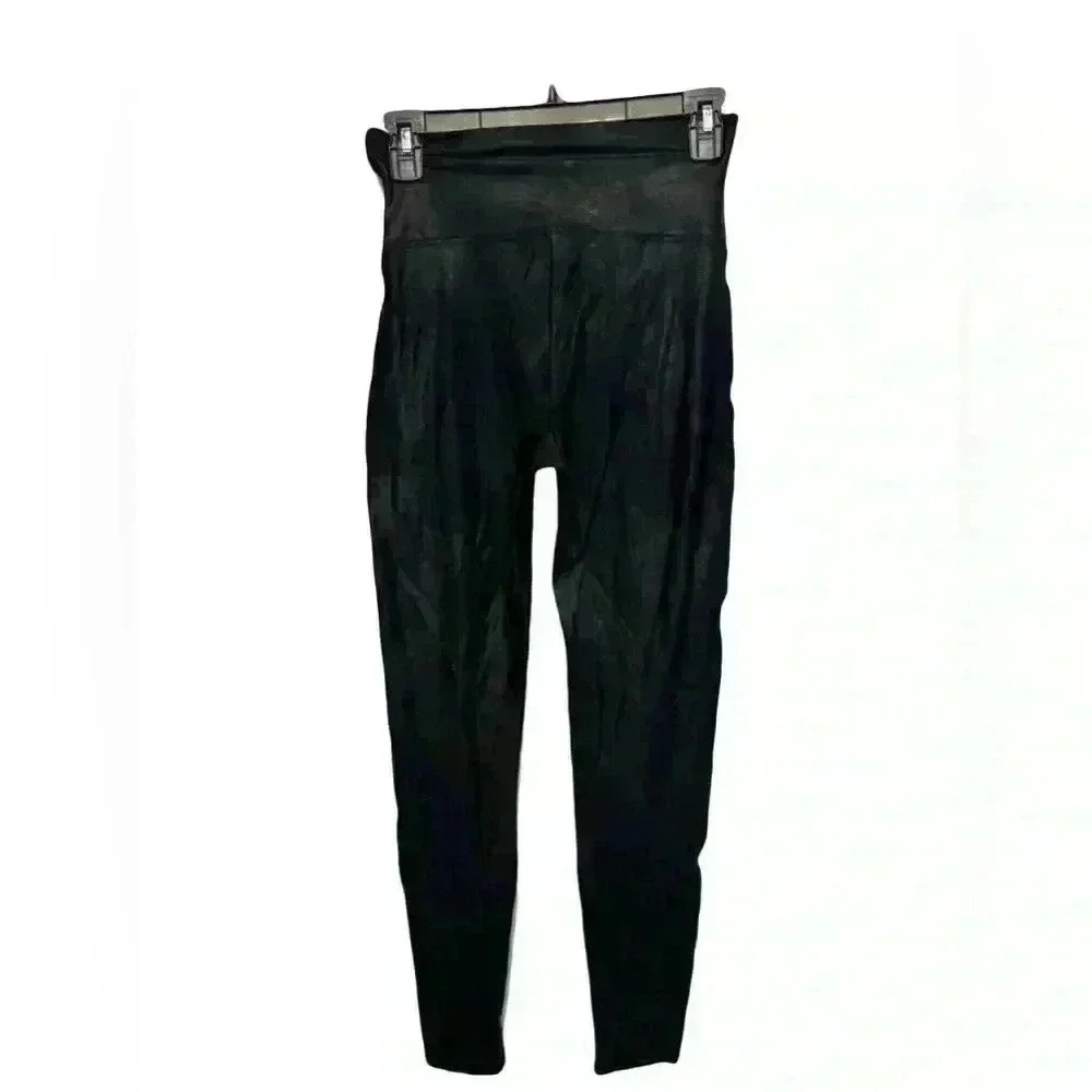 SPANX Faux Leather Leggings Black High Rise Slimming Shaping Women’s Size Small